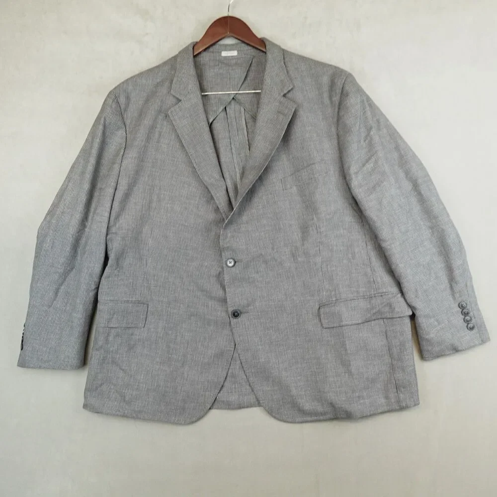 Peter Millar Blazer 54R Gray Houndstooth Sport Coat Wool Jacket Unconstructed
